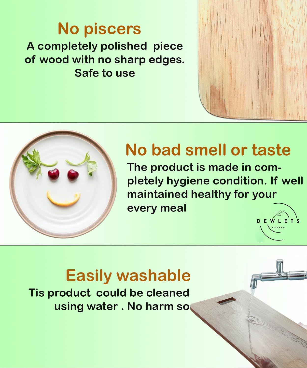 Premium Rubberwood Cutting Board - Durable, Eco-Friendly Kitchen Chopping Board with Non-Slip Base | Knife-Friendly Surface for Meat, Vegetables & Fruits | Perfect for Cooking, Serving & Food Prep - Dewlets Kitchen