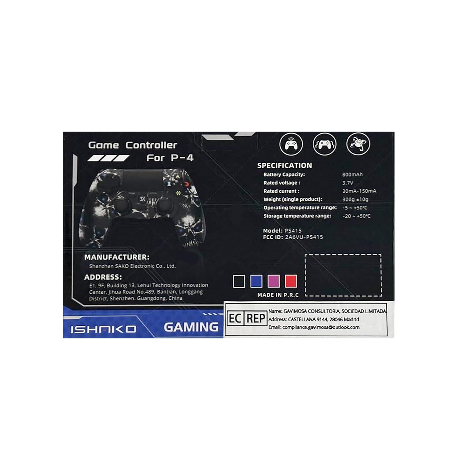 Wireless PS4 Controller for Sony PlayStation 4/Slim/Pro - Black Gamepad with Dual Shock Vibration, 6-Axis Motion Sensor, Touch Pad, Built-in Speaker & 3.5mm Audio Jack - Long-Lasting 800mAh Battery - Perfect for Gaming, Streaming & Multiplayer Sessions