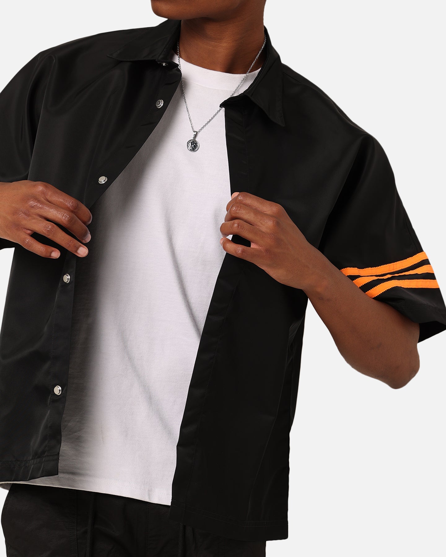 Adidas Neuclassics+ Short Sleeve Overshirt for Men - Black/Semi Impact Orange Casual Shirt | Perfect for Streetwear, Gym, and Everyday Outfits