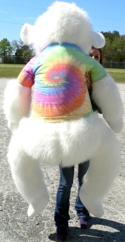 6 Foot Giant Plush White Gorilla Stuffed Animal - Soft American Made Big Stuffed Monkey with Rainbow Tie Dye T-Shirt - Perfect for Kids Room Decor, Birthday Gifts & Cuddling