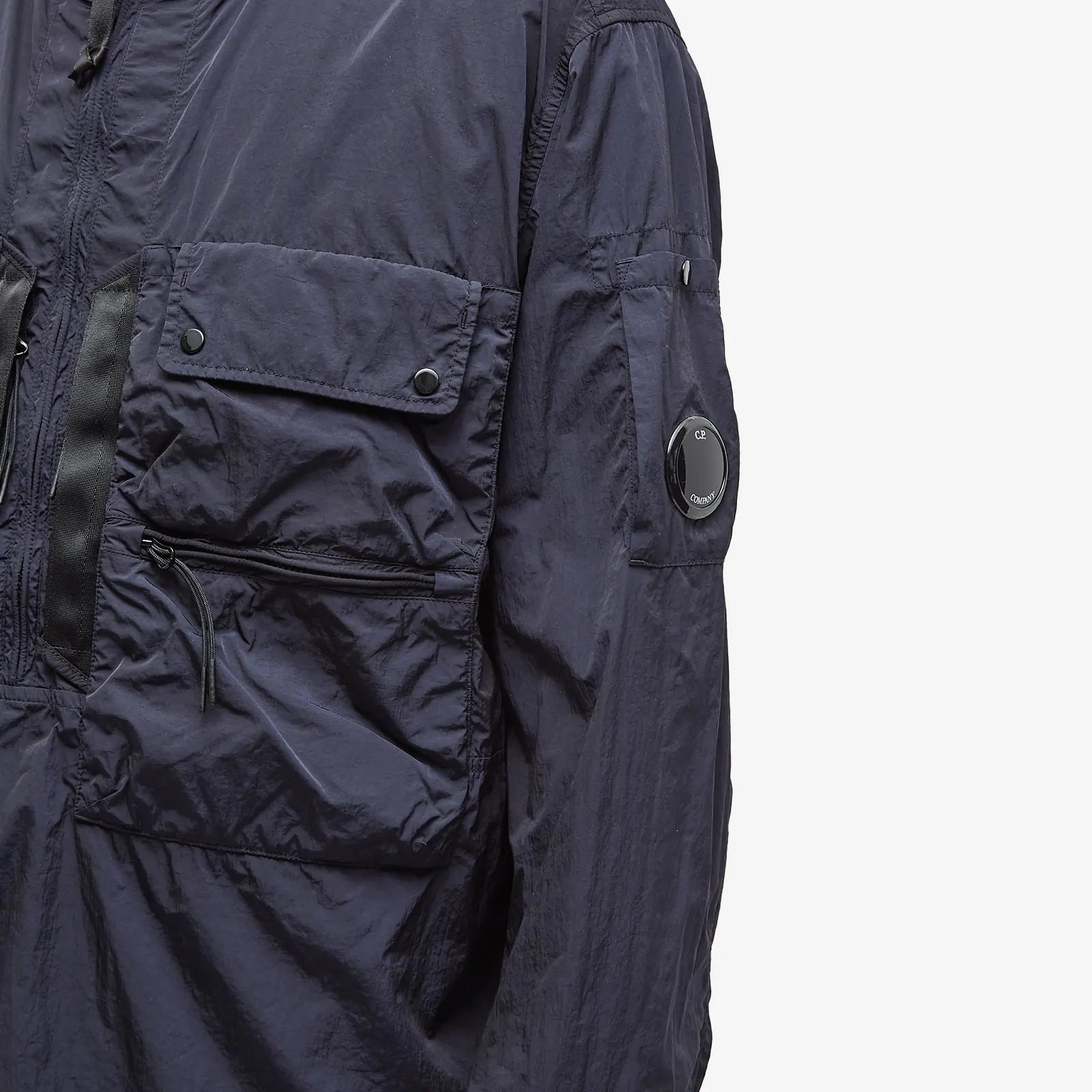 CP Company Navy Chrome Hooded Smock Jacket - Waterproof Windbreaker for Outdoor Hiking & Urban Streetwear Fashion