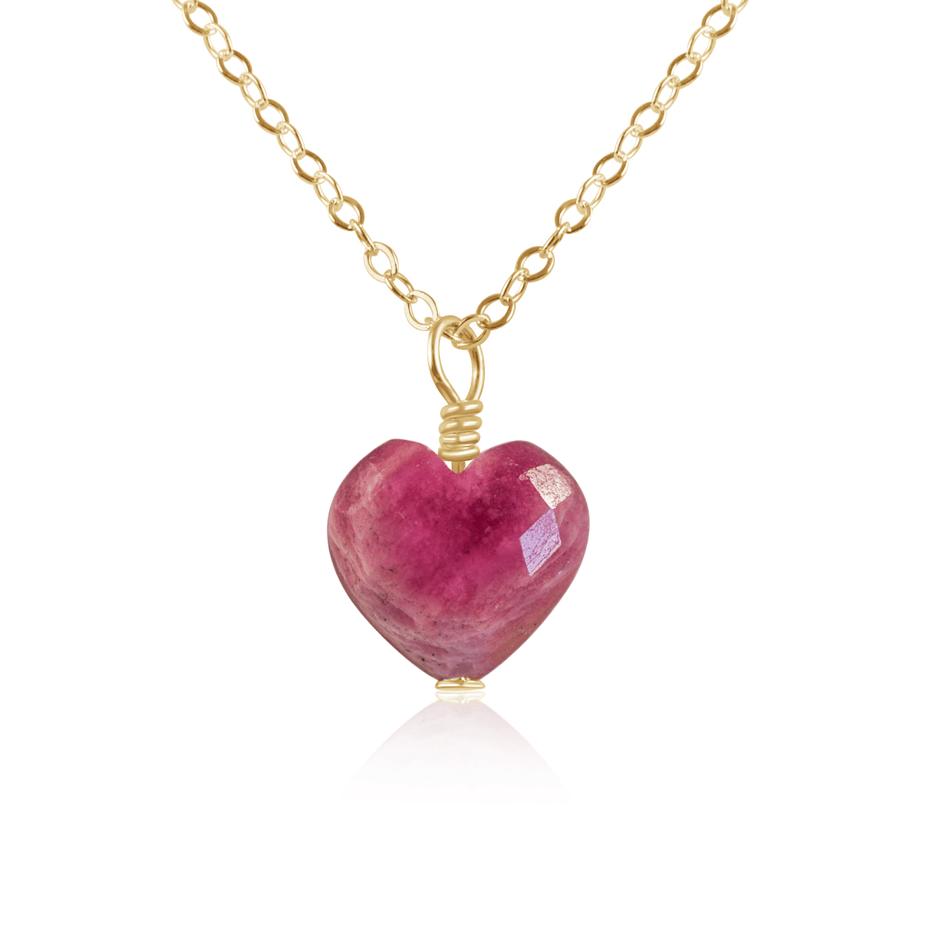 Ruby Crystal Heart Pendant Necklace - Elegant 14K Gold Plated Jewelry for Women | Perfect Gift for Valentine's Day, Anniversary & Special Occasions