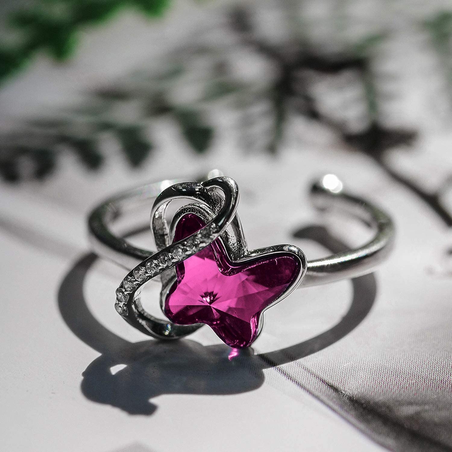 AOBOCO Sterling Silver Infinity Butterfly Necklace, Earrings & Ring Set with Austrian Crystals | Elegant Butterfly Jewelry for Women | Perfect Anniversary, Birthday Gift for Butterfly Lovers | Ideal for Date Nights, Weddings & Special Occasions