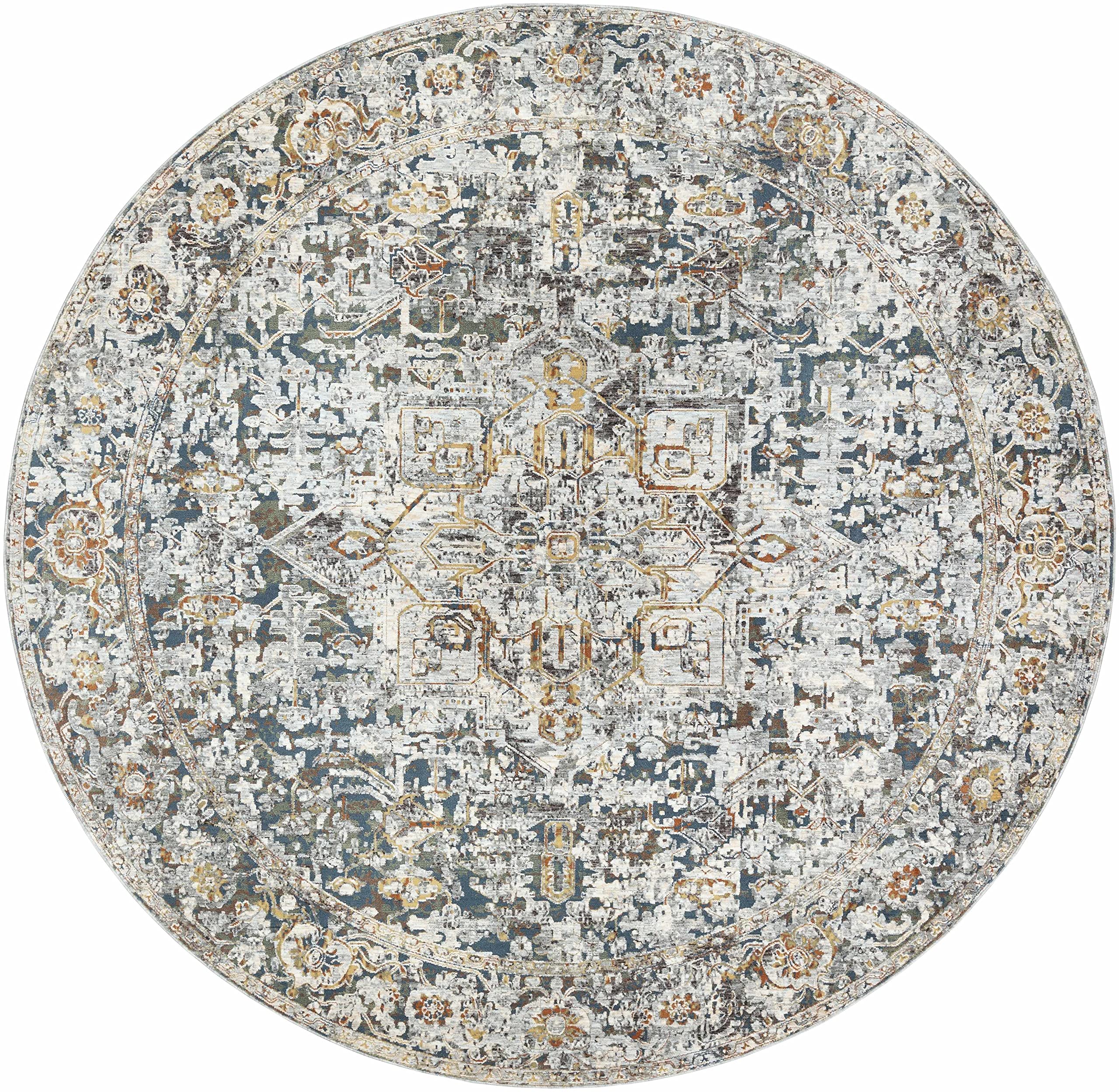 Premium Hauteloom Cuckfield Hallway & Kitchen Runner Rug - Updated Traditional Design in Gray, Blue, Green - 3'3