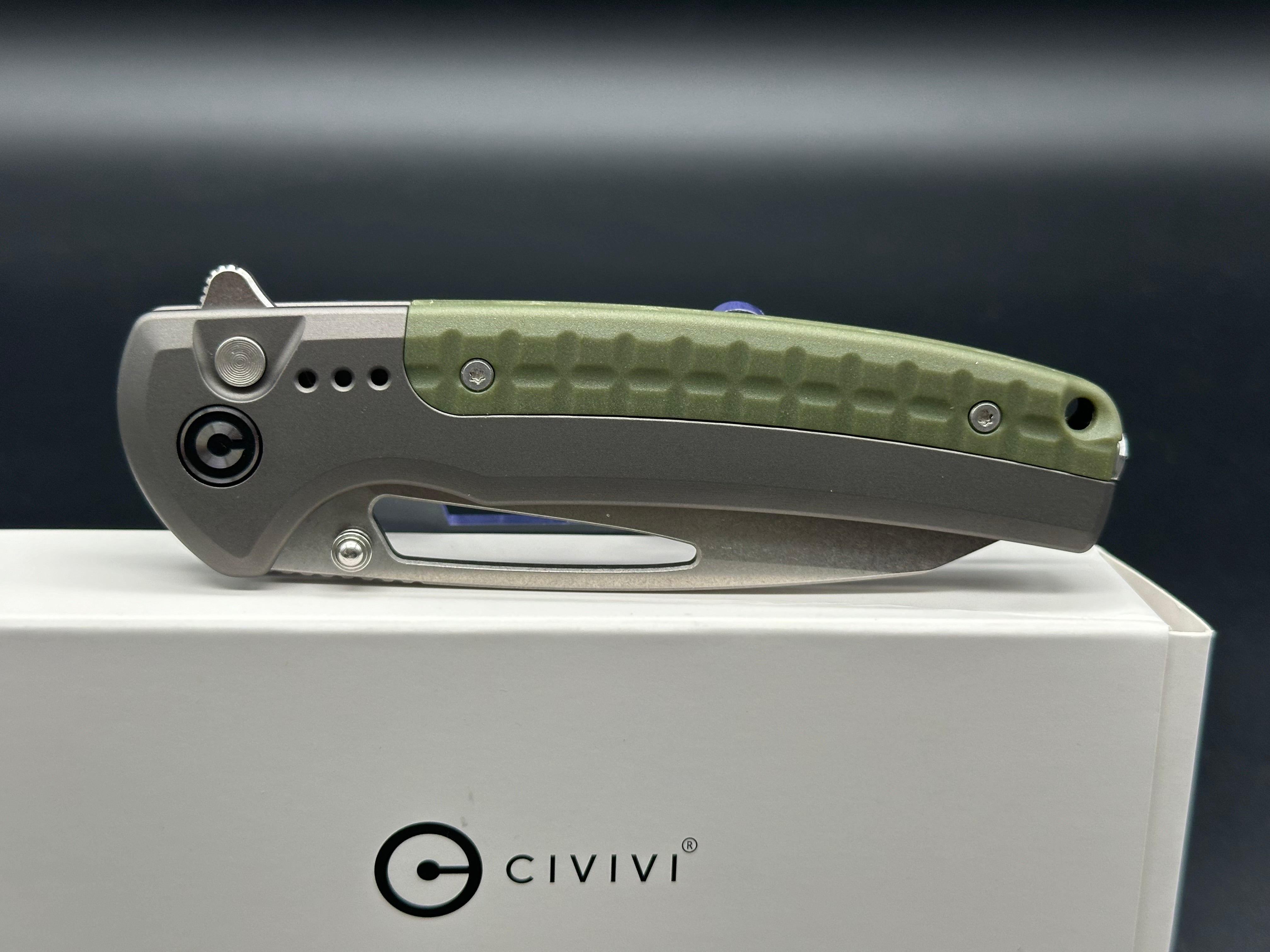 CIVIVI SENTINEL STRIKE Folding Pocket Knife - Gray Aluminum Handle, K110 Steel Blade, Reverse Tanto Plain Edge, Stonewash Finish | EDC, Camping, Hiking & Outdoor Survival Tool