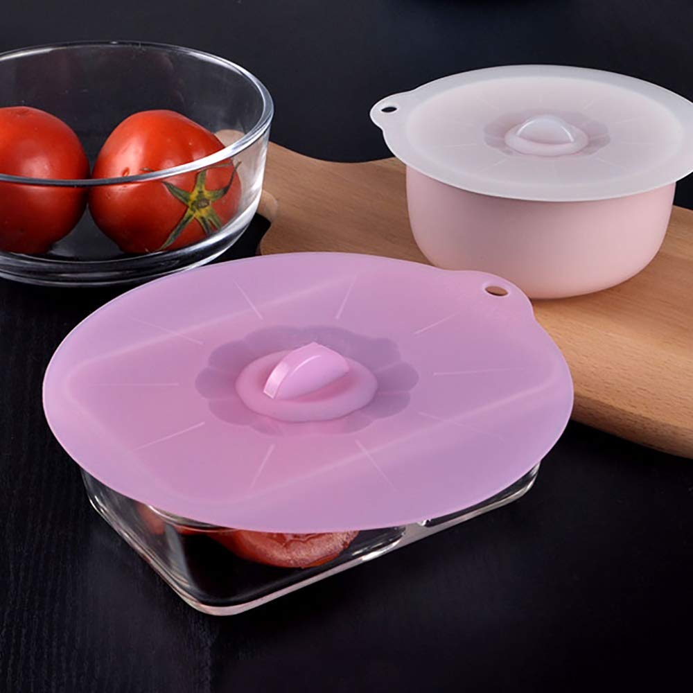 Eco-Friendly Microwave Food Cover - 5 Pack Reusable Fresh Lock Lids for Bowls, Mugs, Cans & Fruits | BPA-Free, 5.5 Inch White Lids | Keep Food Fresh for Meal Prep, Leftovers & Office Lunches