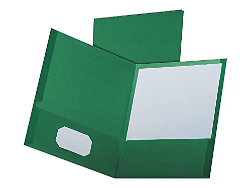 Oxford 53434 Linen Finish Twin Pocket Folders - Letter Size, Hunter Green (25/Box) - Perfect for School, Office & Document Organization