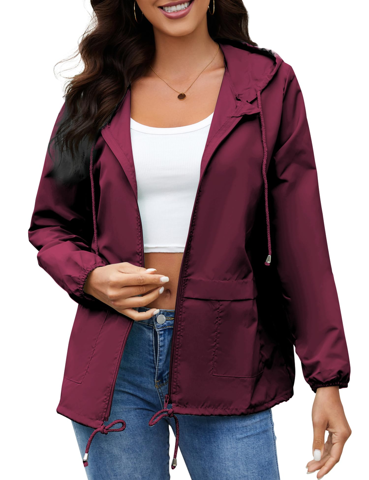 Women's Waterproof Raincoat Windbreaker Jacket - Lightweight Hooded Trench Coat for Outdoor Activities (S-XXL) | Perfect for Hiking, Commuting & Spring Showers