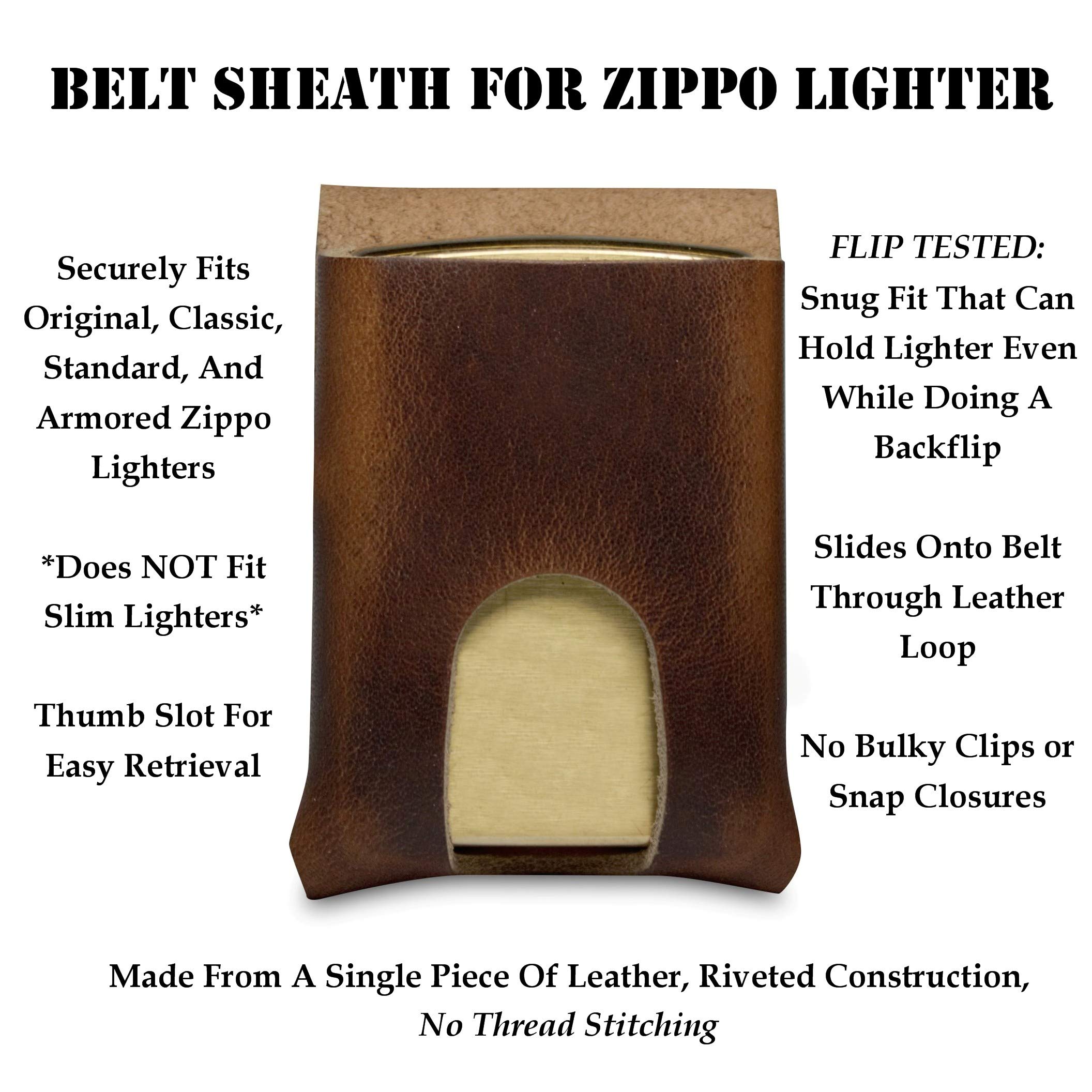 American Leather Zippo Lighter Pouch - Belt Case for Outdoor & Camping
