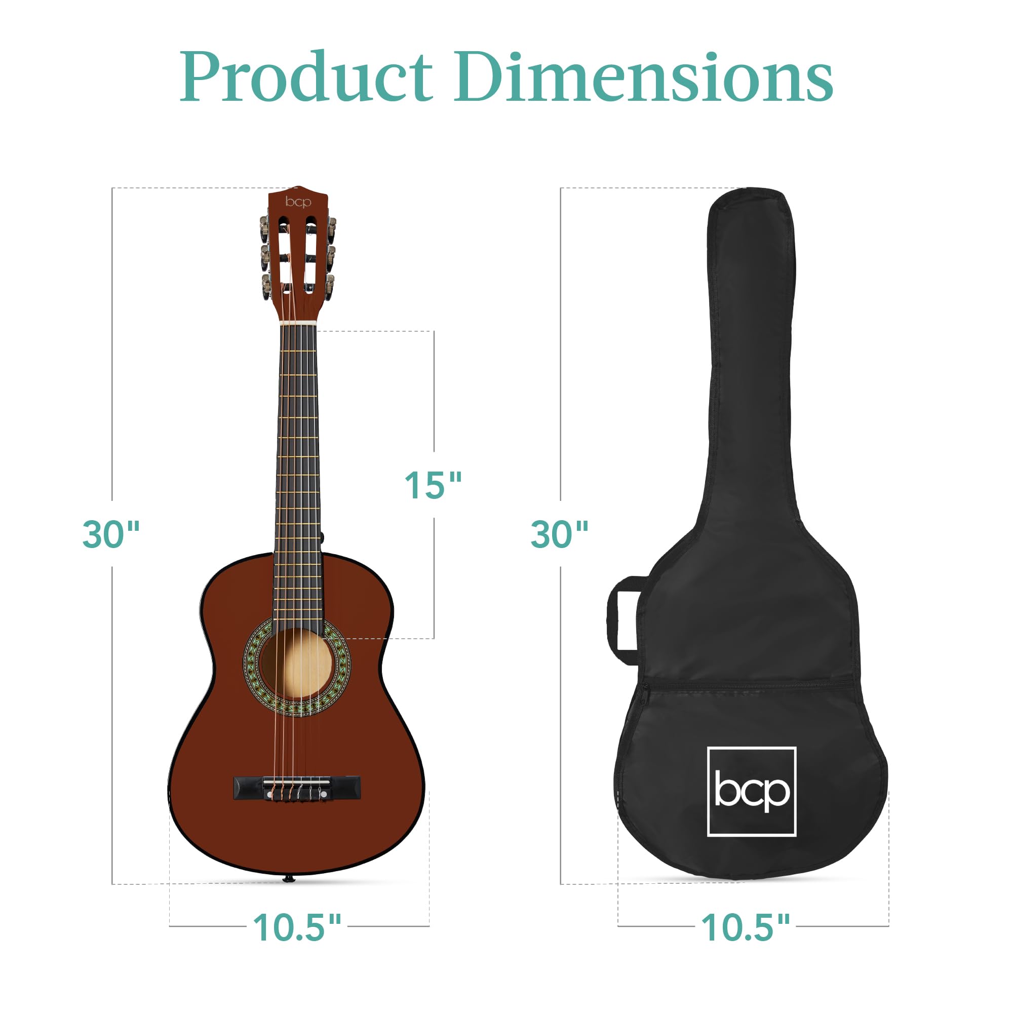 Best Choice Products 30-inch Kids Acoustic Guitar Starter Kit - Mahogany Finish with Strap, Case, Extra Strings & Rosette Inlay | Perfect Beginner Guitar for Children, Music Lessons & Home Practice