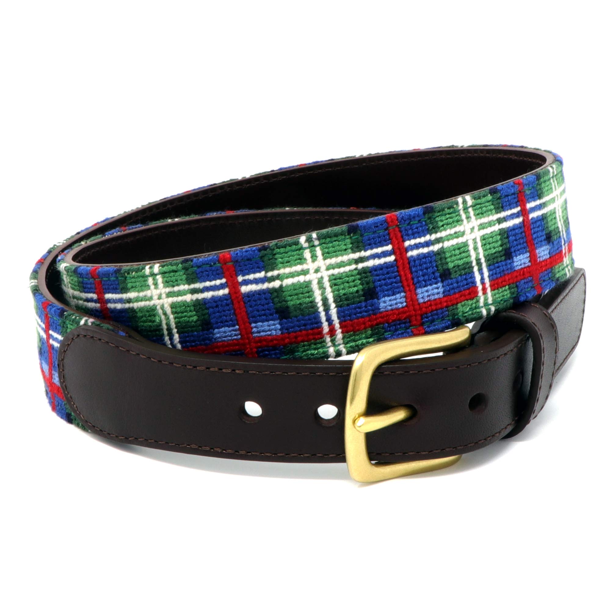 Premium Full Grain Leather Needlepoint Belts for Men - Handmade with Cotton Thread & Solid Brass Buckle - Perfect for Casual, Business & Formal Outfits