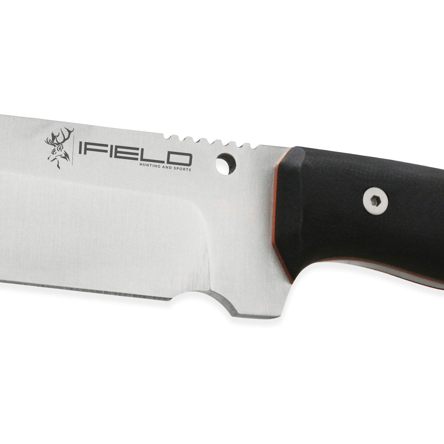 iFIELD Survival Knife with Satin Blade - Tactical Hunting & Camping Knife with Sheath - Outdoor Gear for Fishing, Hunting, Hiking & Survival Activities - Perfect for Campers, Adventurers & Preppers