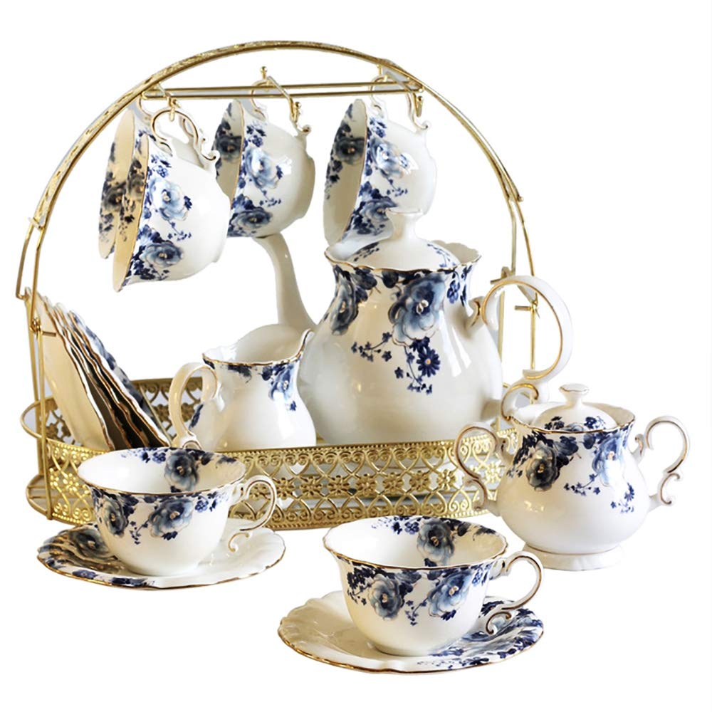Elegant Floral Bone China Tea Set with Gold Trim - 1050ml Teapot, Coffee Milk Jug, Sugar Bowl & Saucer - Perfect for Afternoon Tea, Bridal Showers & Luxury Home Decor