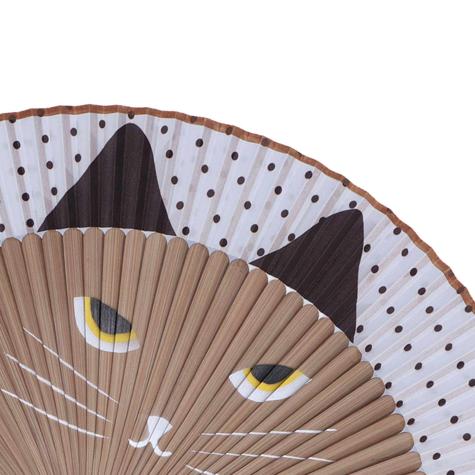 Japanese Style Bamboo Folding Hand Fan with Cat Pattern - Portable Handheld Fan for Wedding, Dance Props, Home Decor & Summer Cooling - Perfect Gift for Women & Party Favors