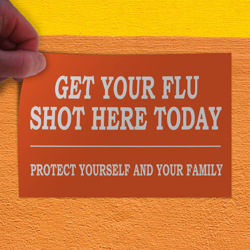 Flu Shot Decal Sticker Set of 2 - Multiple Sizes for Doctor Offices & Medical Clinics - Health Awareness Reminder - Indoor/Outdoor Use for Hospitals, Schools, and Pharmacies