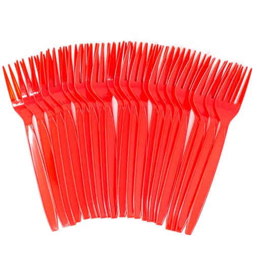 Red Plastic Forks (24 Pack)