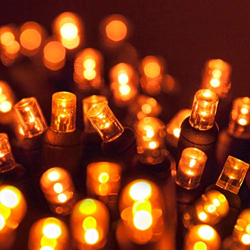 70 5mm Amber LED Christmas Lights - 24ft Orange Halloween String Lights, Waterproof Outdoor Decor for Trees, Patio, Garden, and Holiday Parties