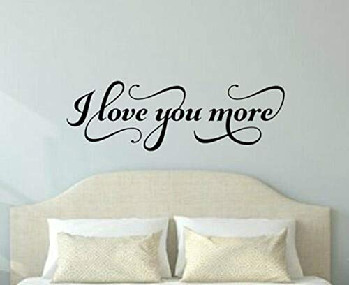 I Love You More Vinyl Wall Decal - Removable Quote Sticker for Bedroom, Living Room & Home Decor - Romantic Lettering Sign for Couples, Wedding & Nursery Decorations