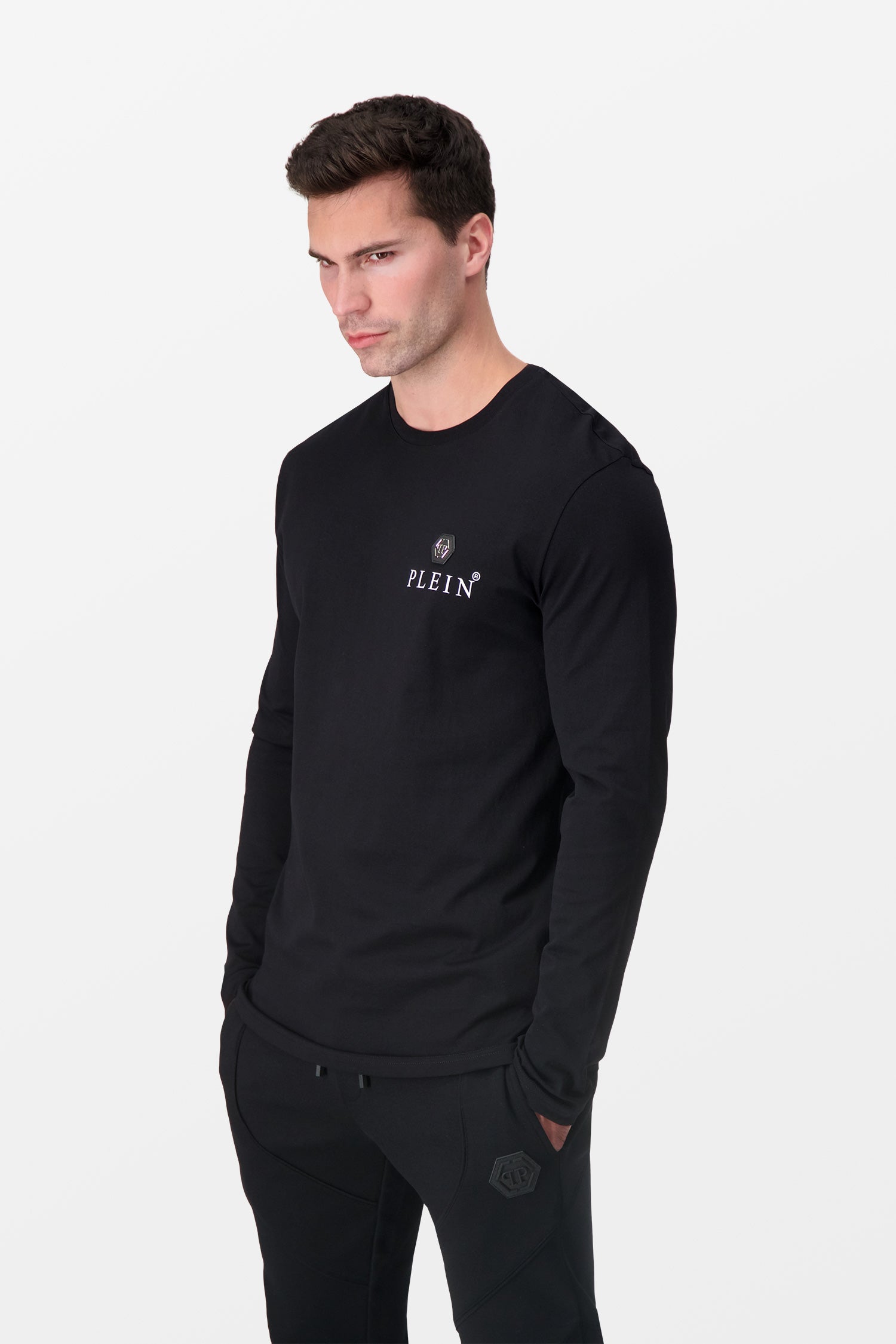 Philipp Plein Black Long Sleeve Iconic Plein T-Shirt for Men | Premium Cotton Streetwear | Perfect for Casual Wear, Night Out & Fashion Events