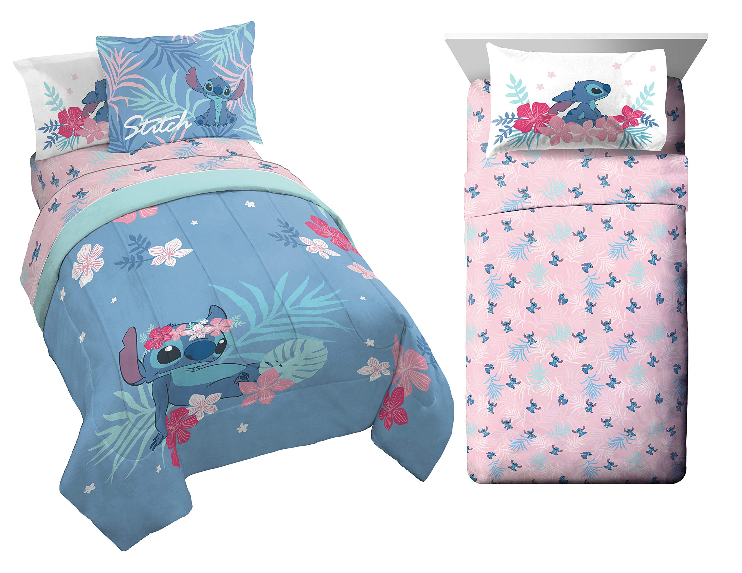 Disney Lilo & Stitch Paradise Dream 11-Piece Full Bedding Set - Includes Comforter, Fitted Sheet, Pillowcases - Perfect for Kids' Bedrooms, Themed Rooms & Disney Fans