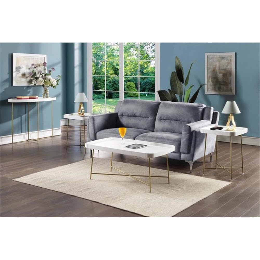 Pemberly Row White Wood Coffee Table with X-Leg Design - Perfect for Living Room, Lounge & Modern Home Decor