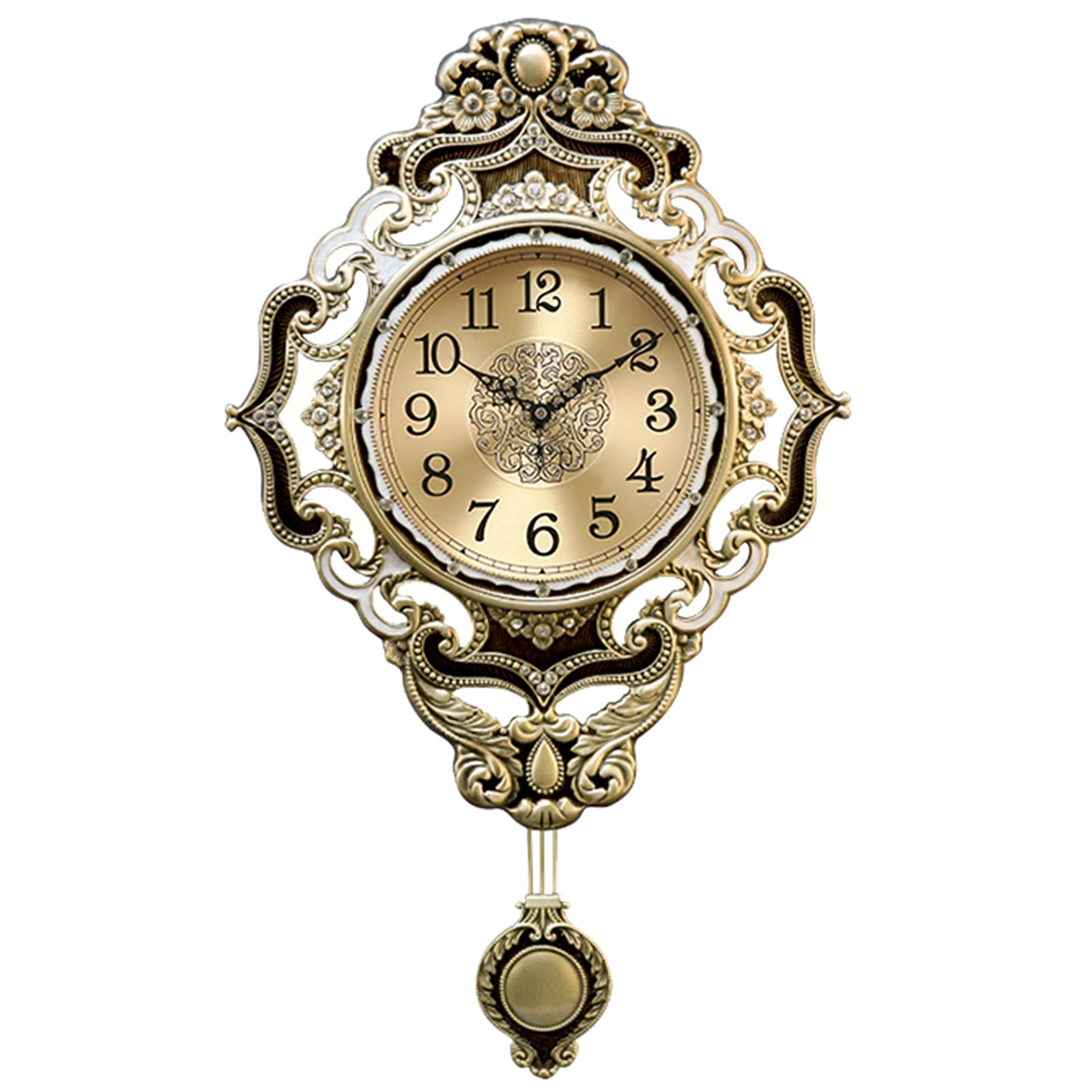 H.yna Silent Brass Swing Wall Clock - Elegant Modern Gold Metal Wall Clock for Living Room, Bedroom, Office Decor
