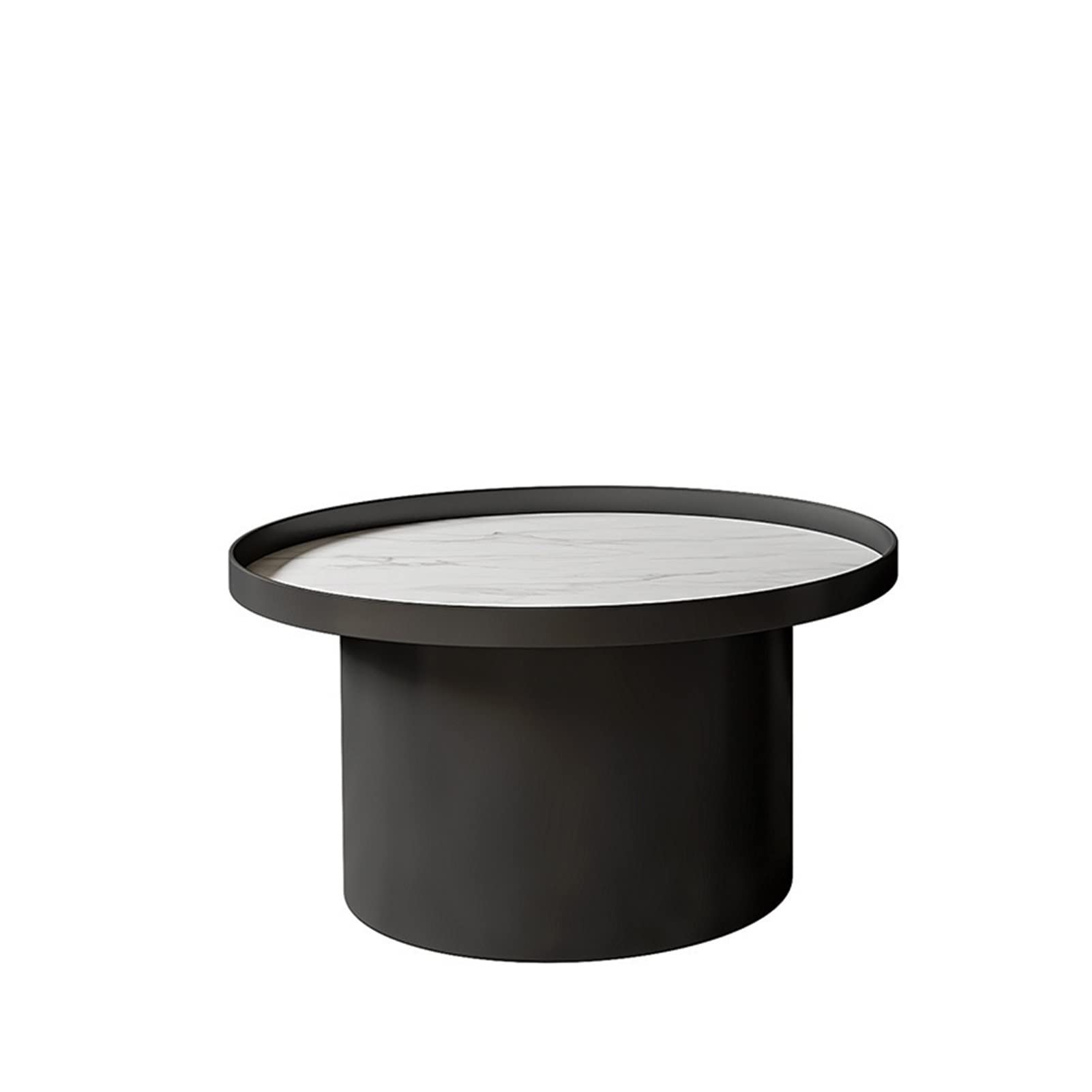 Modern Minimalist Round Side Table - Small Coffee Table for Living Room, Apartment, Bedroom - Black End Table for Home Decor & Compact Spaces