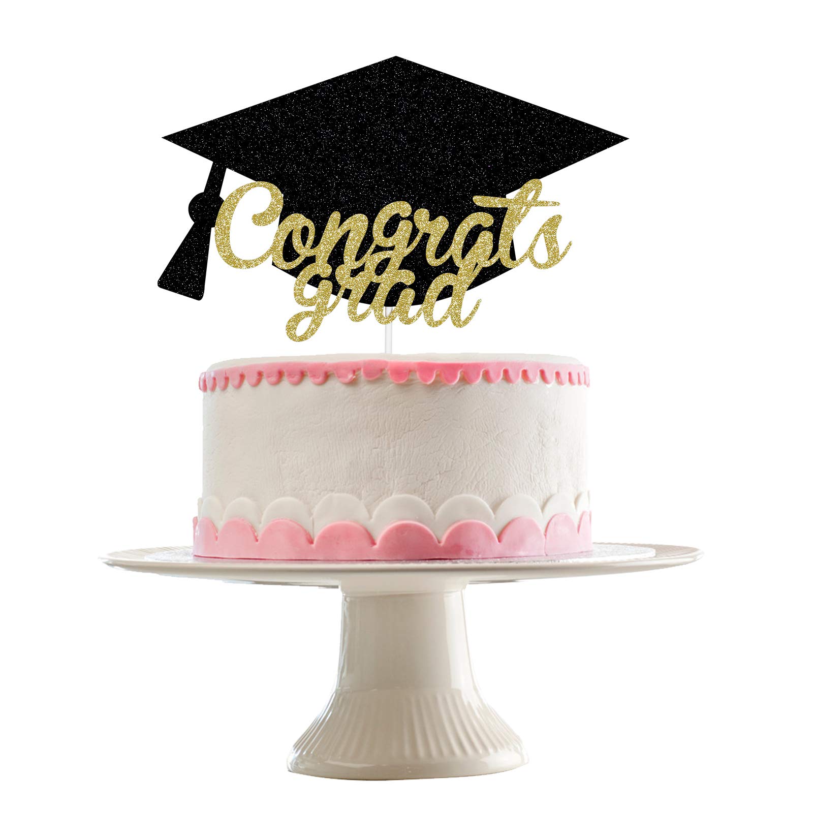 2024 Graduation Cake Topper - Gold & Black Congratulations Grad Cake Decorations for Class of 2024 | Perfect for Graduation Party, Commencement Ceremony & Celebration Cakes