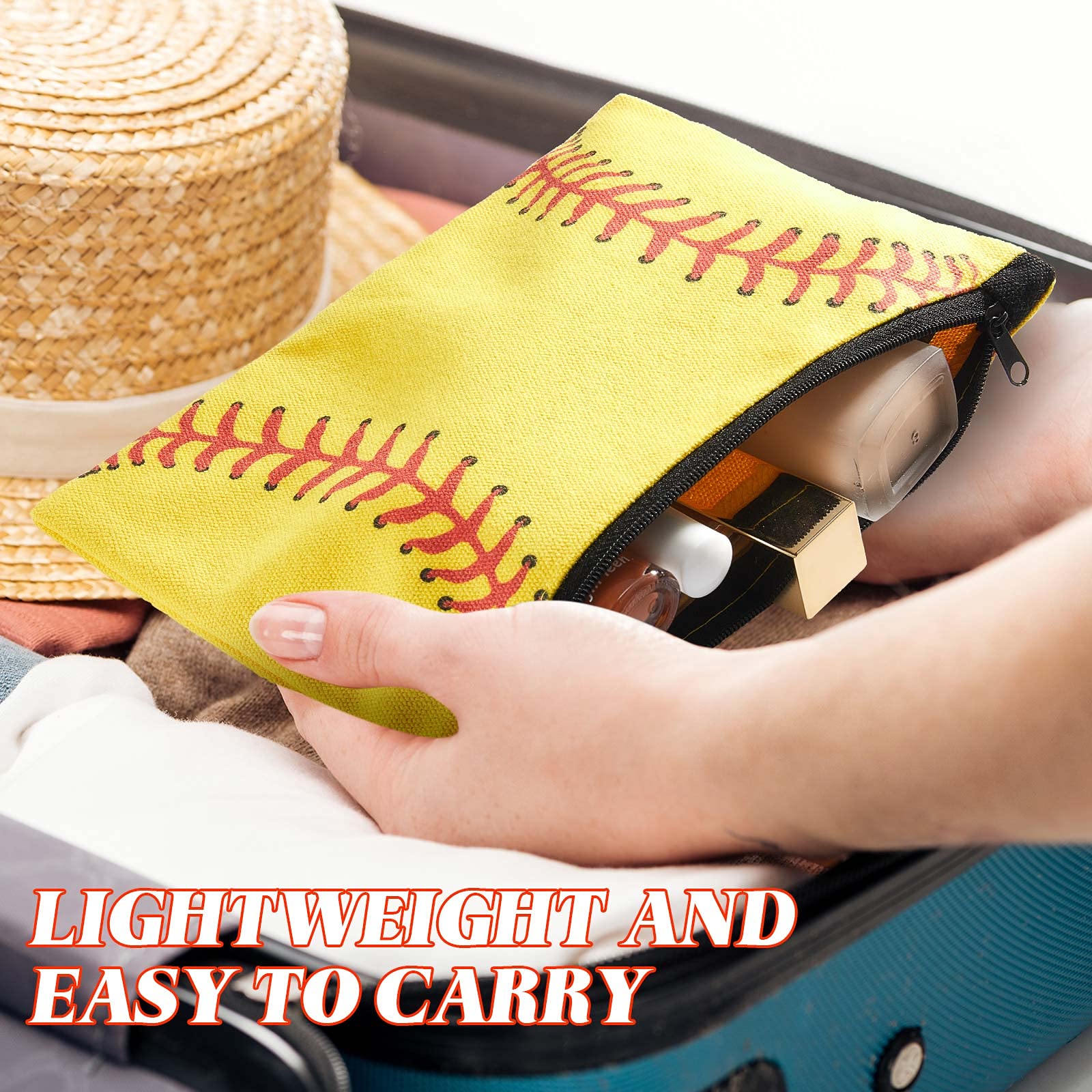 24 Pack Sports Makeup Bags for Women & Girls - Waterproof Canvas Cosmetic Travel Organizer with Zipper - Perfect for Softball Team Gifts, Gym Essentials & Toiletry Storage (Great for Travel, Sports & Daily Use)