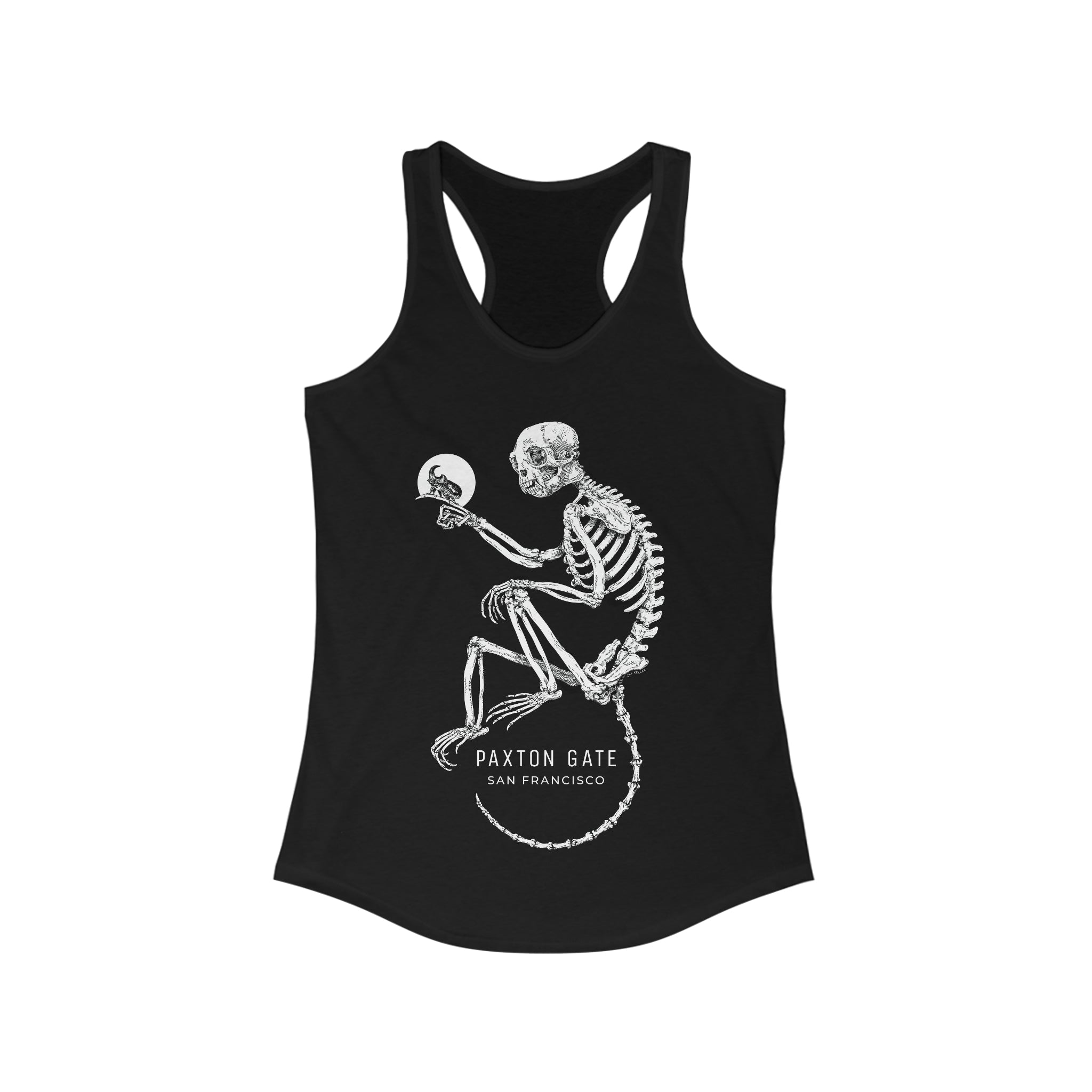 Women's Skeletal Monkey Print Racerback Tank Top - Trendy Graphic Athletic Shirt for Yoga, Gym & Summer Outfits
