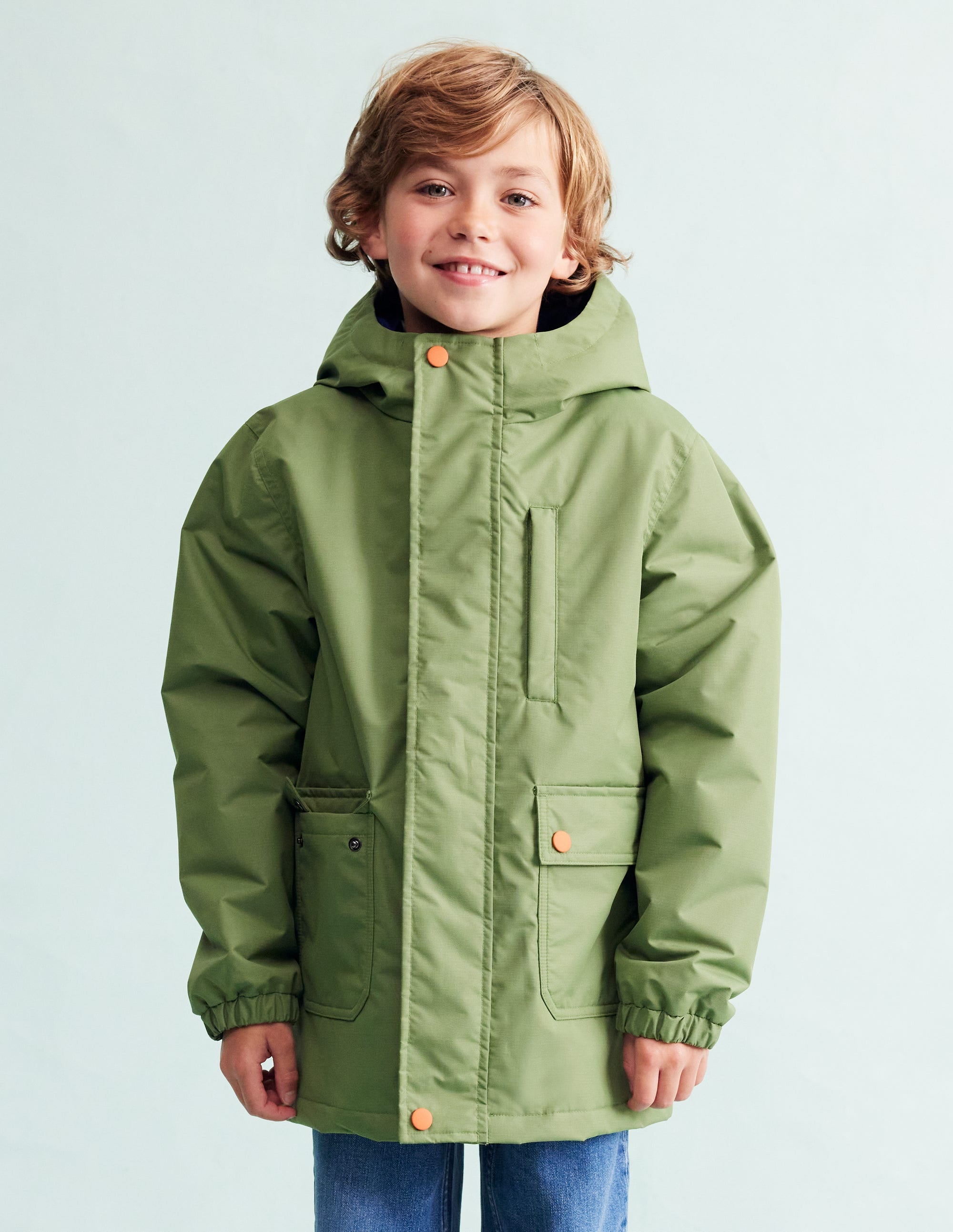 4 in 1 Waterproof Jacket for Men & Women - Lightweight Raincoat with Hood, Windproof Outdoor Coat in Safari Green - Perfect for Hiking, Camping & Travel