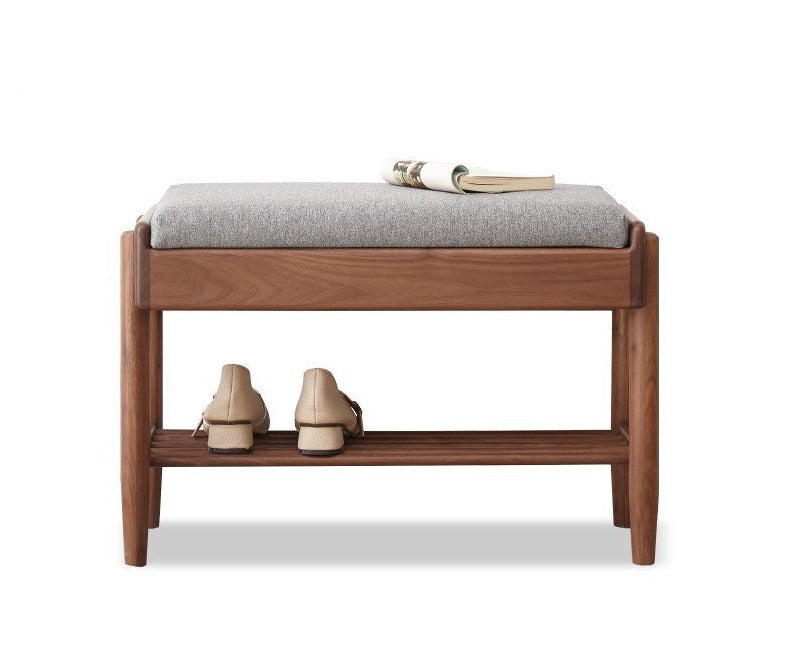 Solid Black Walnut Shoe Storage Bench with Flip Top - Multi-Functional Entryway Organizer for Shoes, Hats & Bags - Perfect for Hallway, Bedroom or Closet Organization