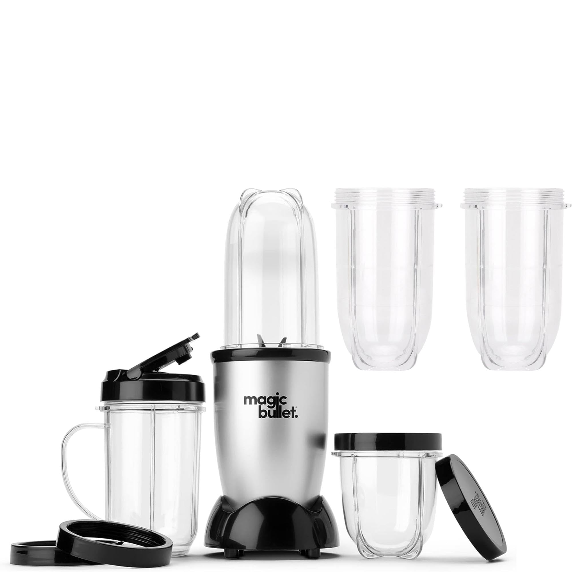 Magic Bullet Blender Set - 13 Piece Compact Countertop Blender in Silver for Smoothies, Shakes & Food Prep | Perfect for Small Kitchens, Dorms & Healthy Lifestyles