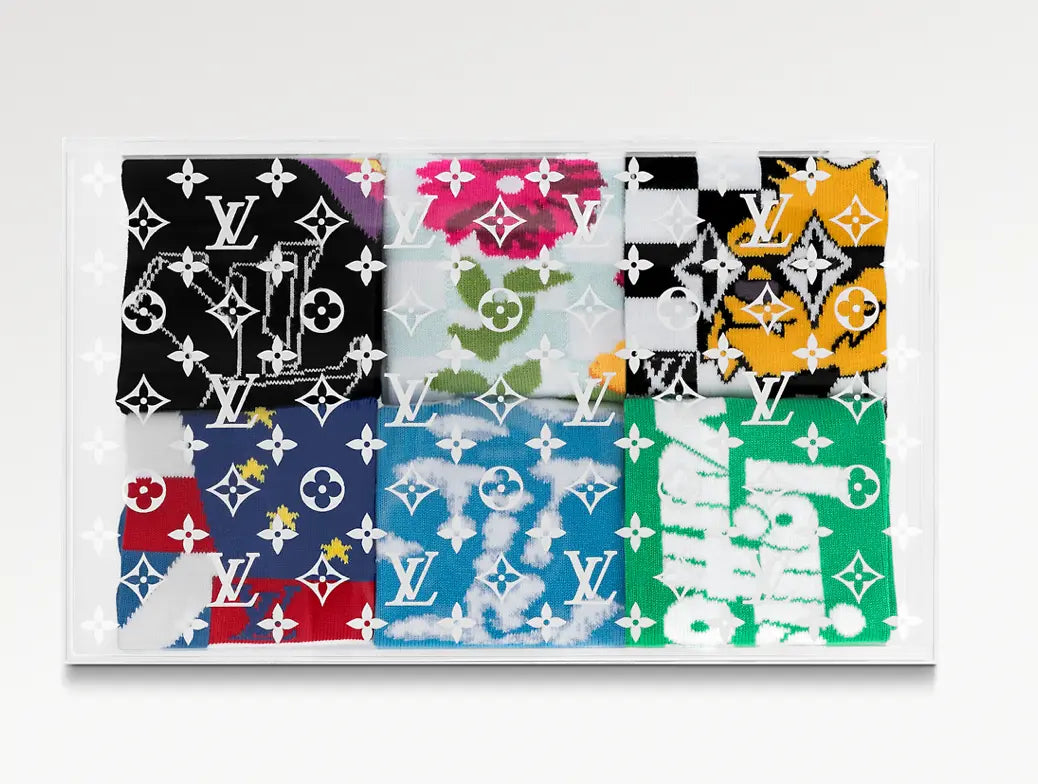Louis Vuitton Virgil Abloh IV Archives Socks 6-Piece Set - Limited Edition Collector's Socks for Men - Luxury Designer Socks for Fashion Enthusiasts & Streetwear Lovers - Perfect for Sneaker Collectors, Gifts & Special Occasions