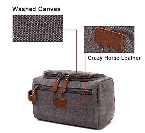 Premium Leather & Canvas Travel Toiletry Bag for Men & Women - Personalized Dopp Kit with Flip Cover, Shaving Organizer (Army Green) | Ideal for Business Trips, Camping & Gym Essentials
