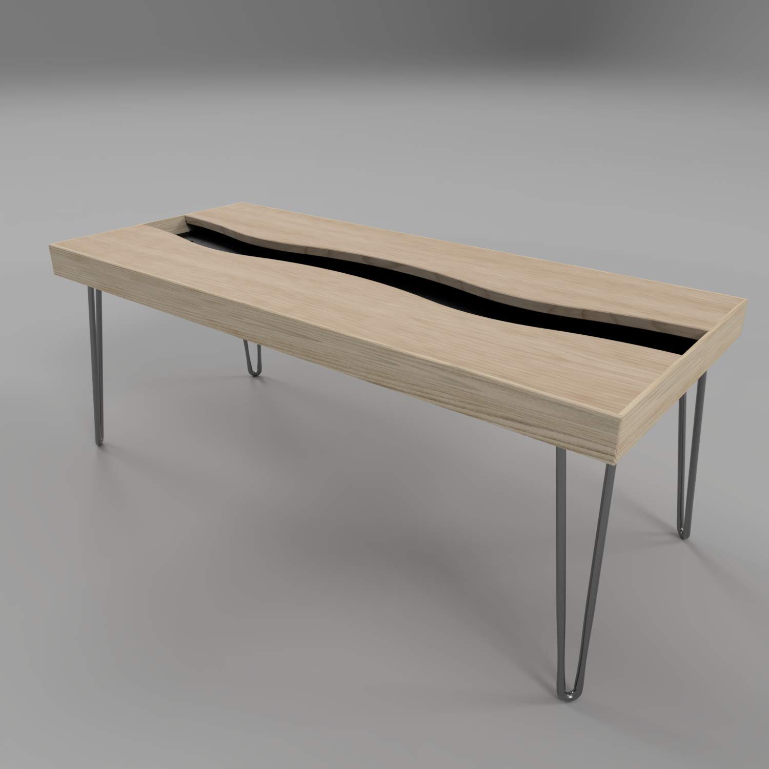 Modern Wave Coffee Table with Recessed Shelf - Mid-Century Inspired Living Room Furniture for Small Spaces, Home Decor & Apartment Essentials