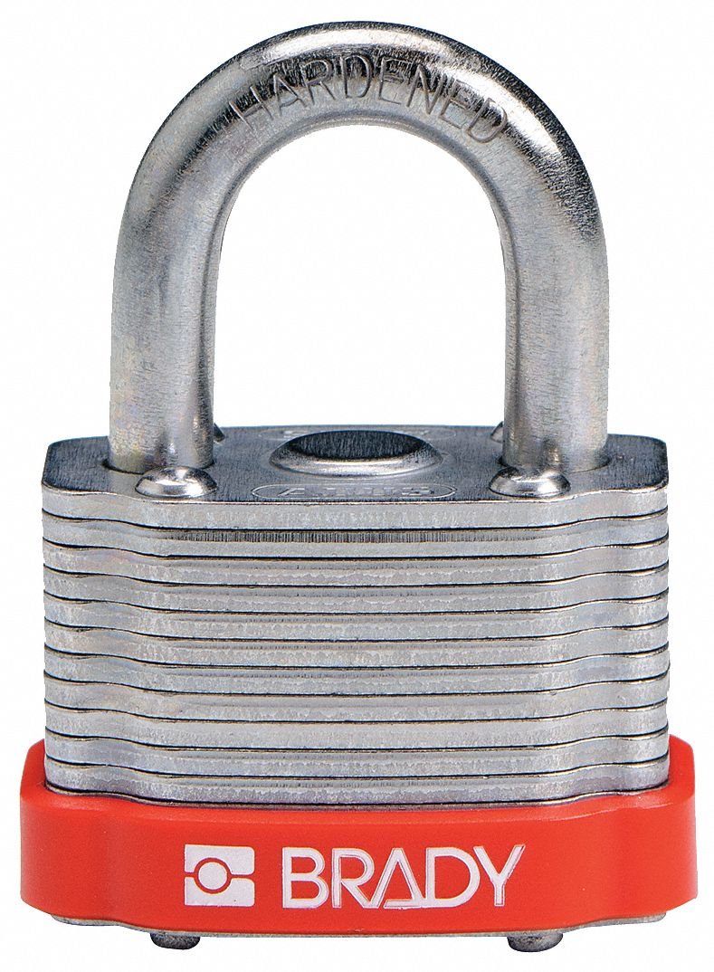 Brady 143126 Red Key Retaining Steel Padlock - 1-1/5