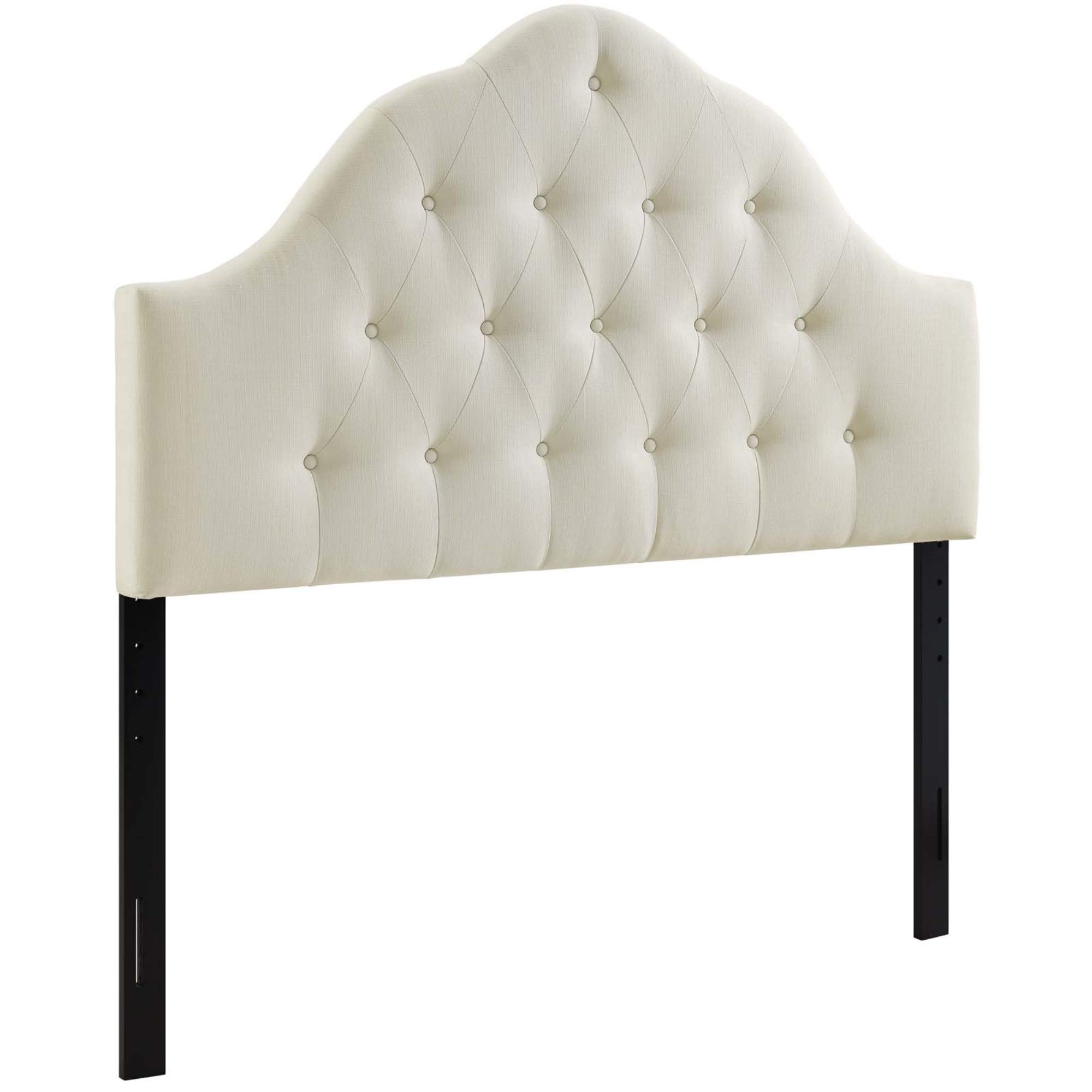 Ergode Sovereign Tufted Vinyl Headboard - Full Size Ivory Upholstered Bed Frame with Regal Design & Premium Comfort for Master Bedroom Decor