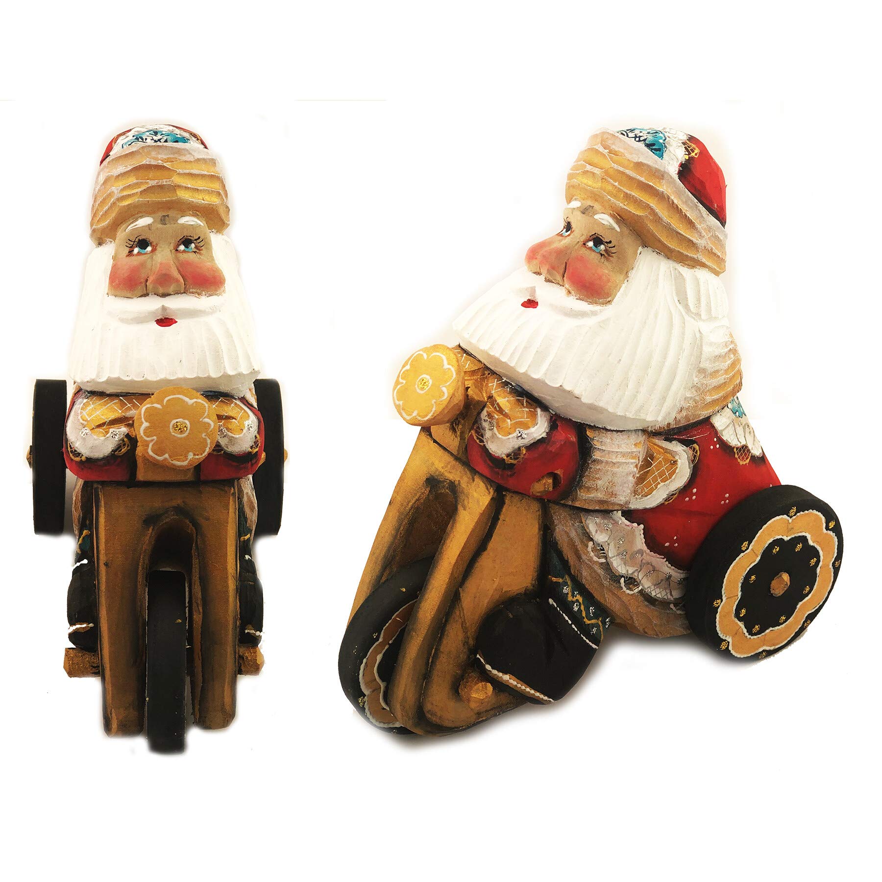 Vintage Russian Santa Claus Statue on Tricycle - Unique Collectible Christmas Decor & Gift for Holiday Home Decor - Perfect for Christmas Tree Ornaments, Mantel Displays, and Holiday Themed Parties