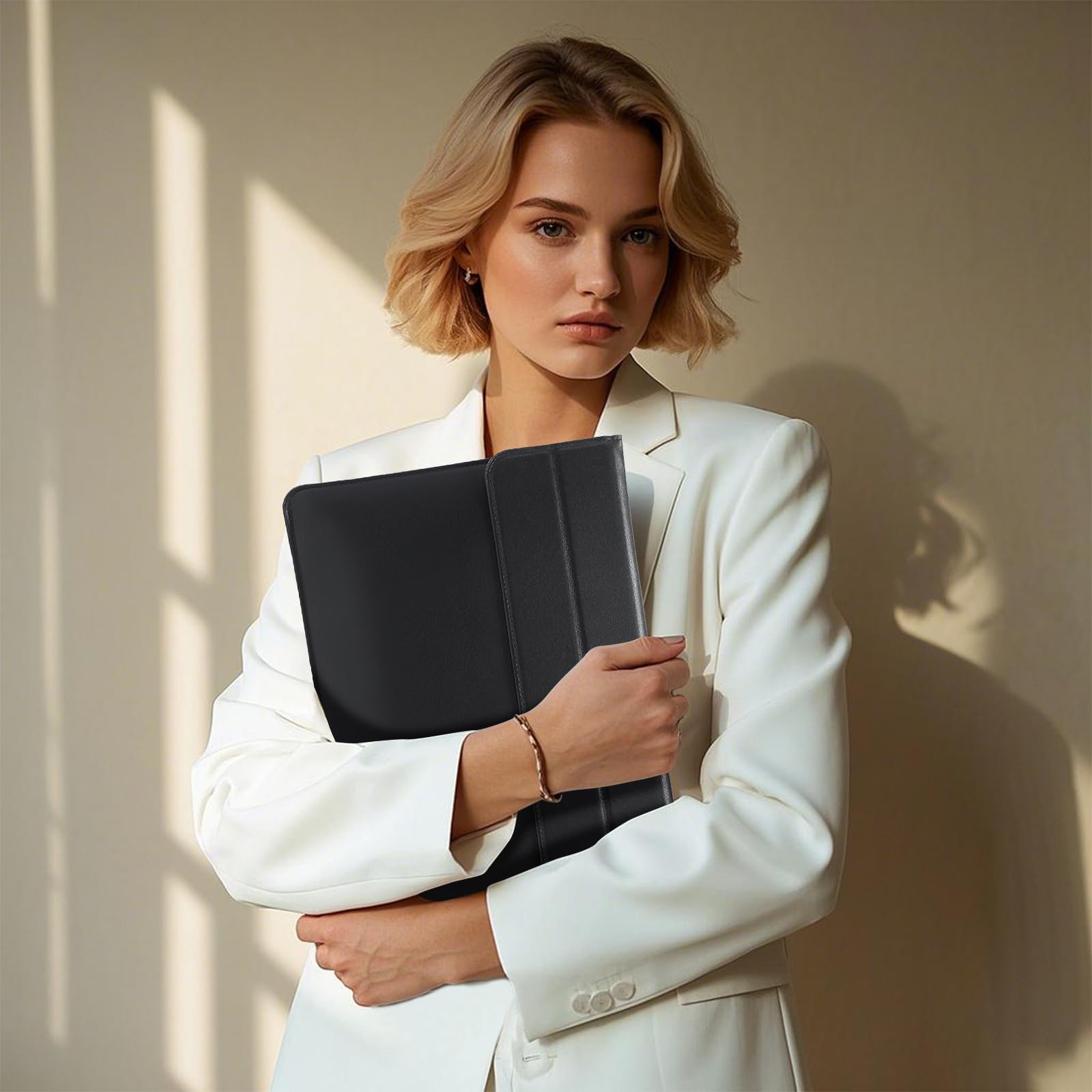 Premium 15-16 Inch Laptop Sleeve with Built-in Stand for MacBook Pro 16 M4/M3/M2/M1 (2024-2019), Dell XPS 15, MacBook Pro 15 (2015-2012), Samsung Galaxy Book Flex/Pro 15 - Protective Black Case for Work, Travel & College