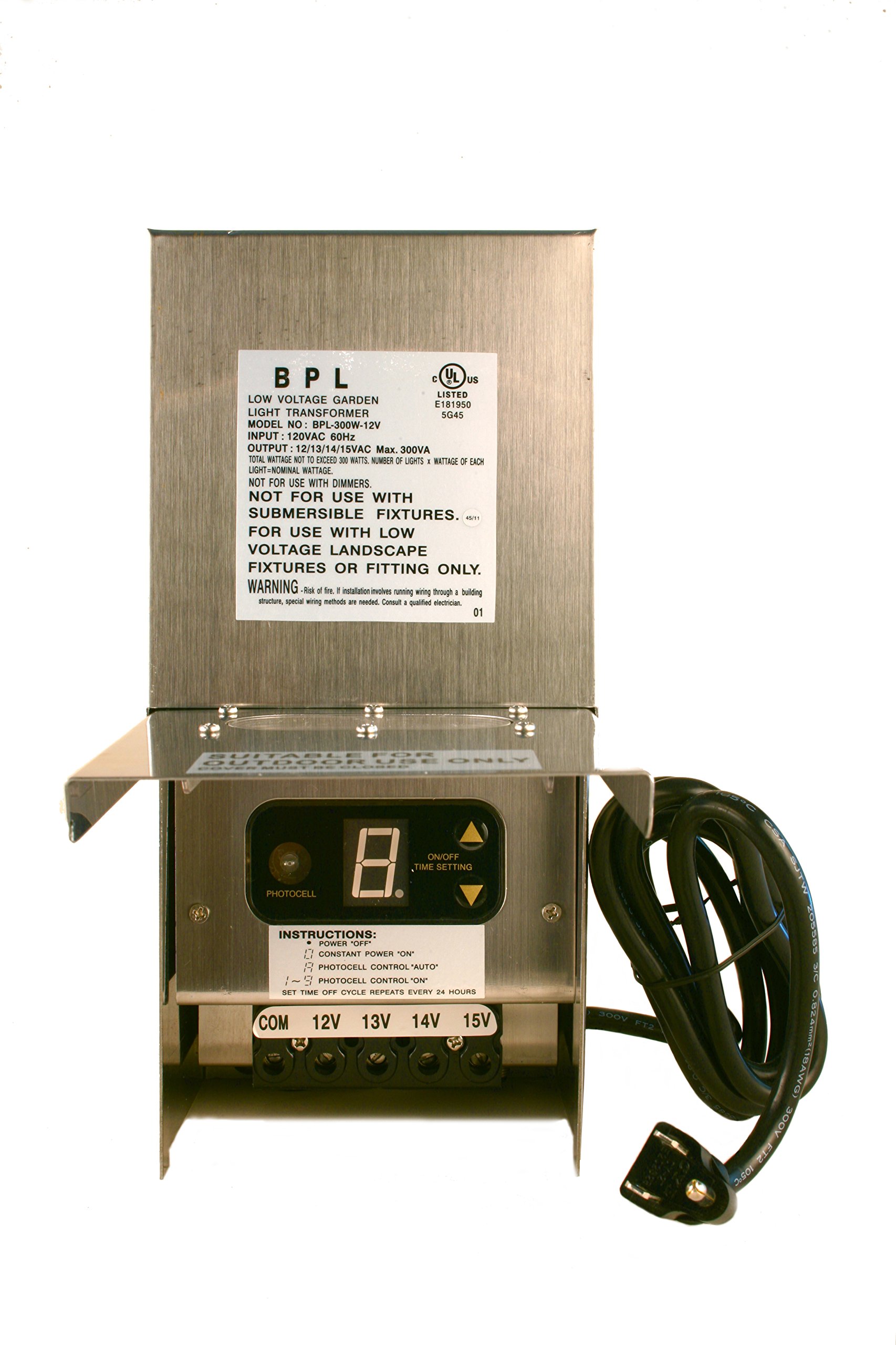 Best 300W Multi Tap Transformer 120V AC to 12-15V DC for LED & Halogen Lights - Low Voltage Landscape Lighting with Photocell Sensor - Indoor/Outdoor Use - Stainless Steel Construction - Perfect for Garden, Pathway, and Deck Lighting