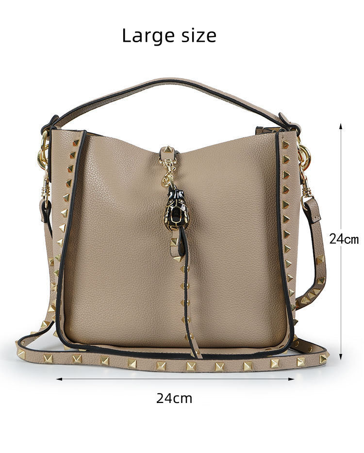 Stylish Studded Bucket Shoulder Bag for Women - Trendy Crossbody Purse with Metal Accents | Perfect for Casual Outings, Date Nights & Travel Accessories