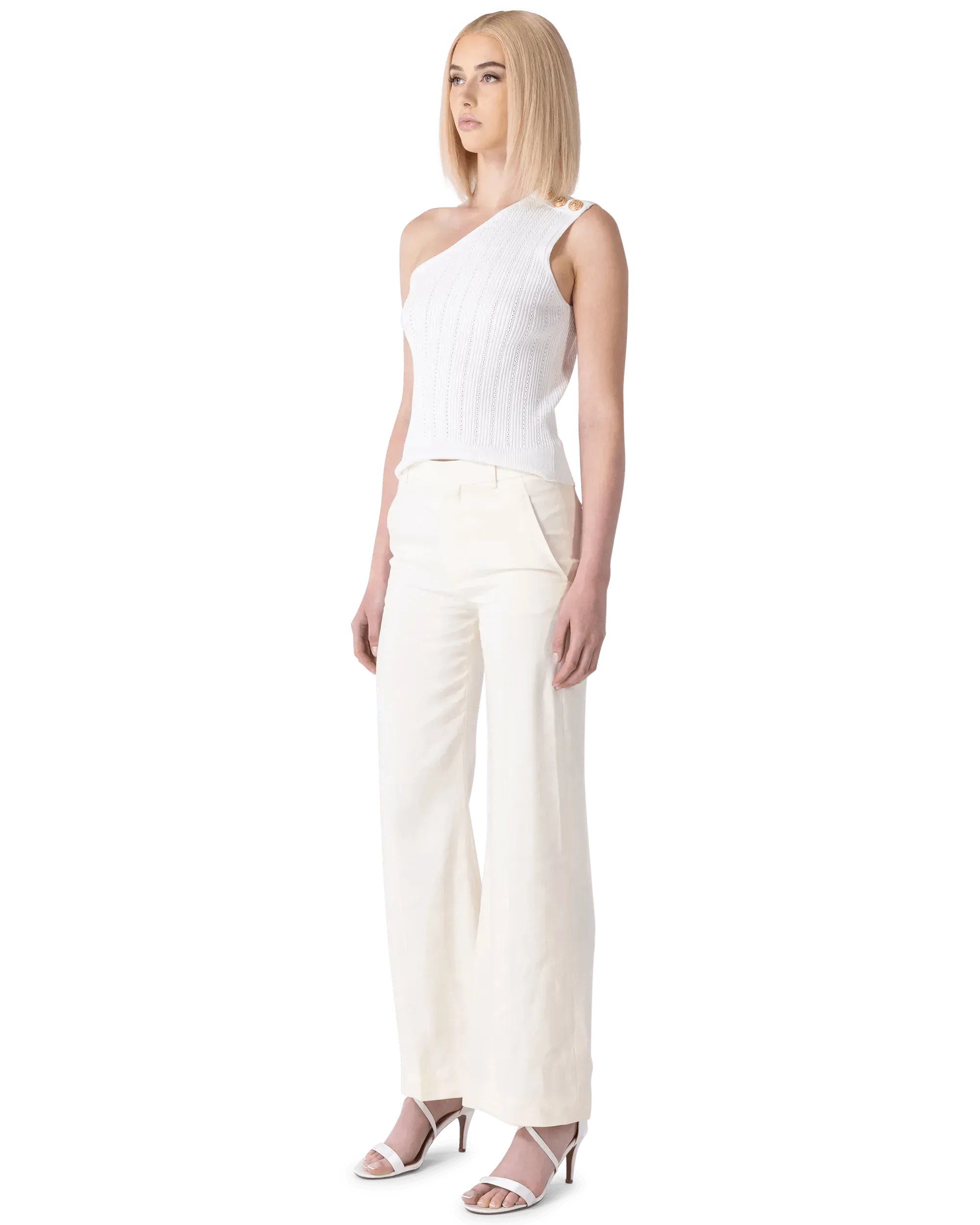 Stylish One Shoulder 3 Button Knit Top for Women - Trendy Off-Shoulder Blouse for Casual Outings & Date Nights