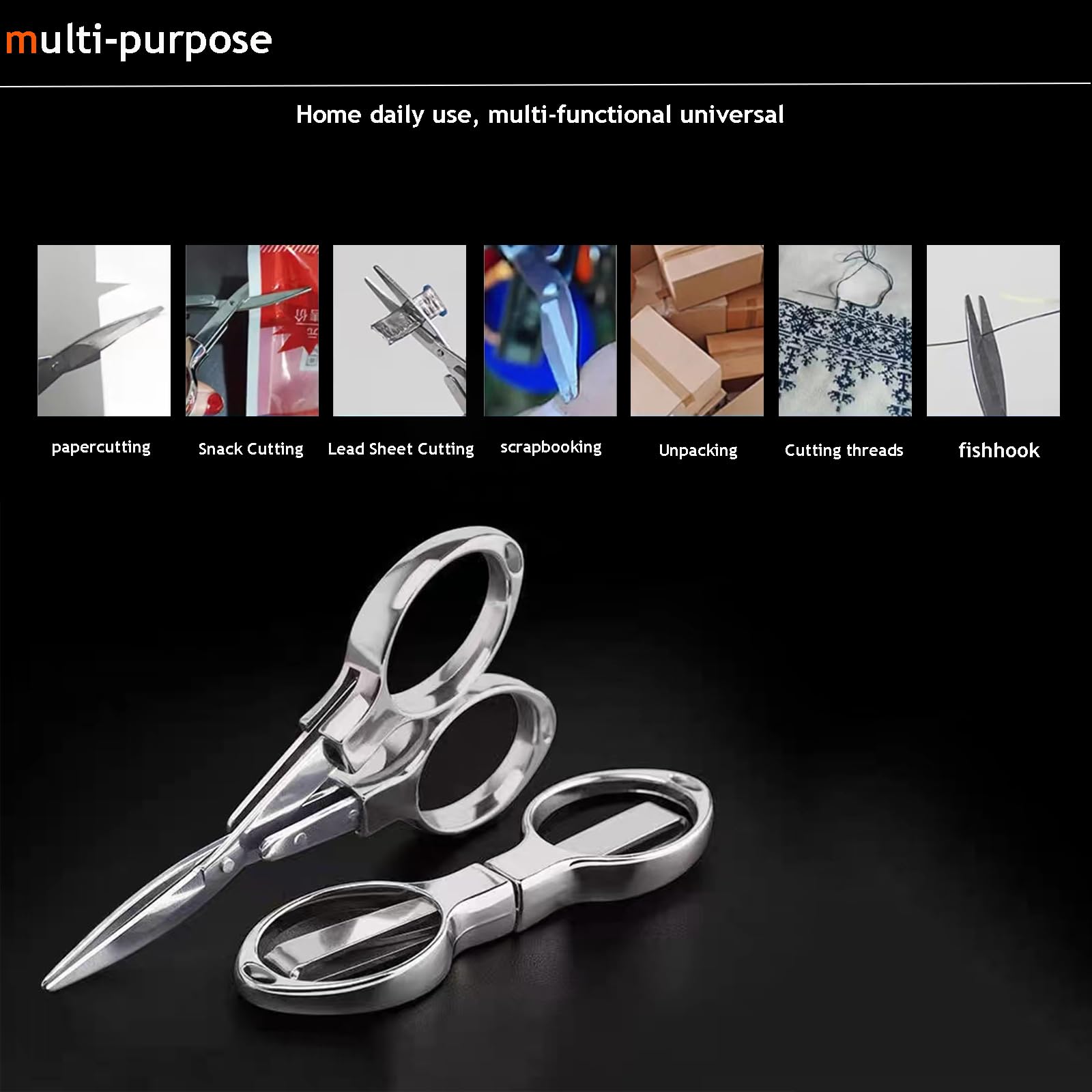 Portable Folding Scissors - 2 Pack Stainless Steel Retractable Mini Scissors for Travel, Home & Office | Compact Safety Design for DIY, Crafts, First Aid & Everyday Use