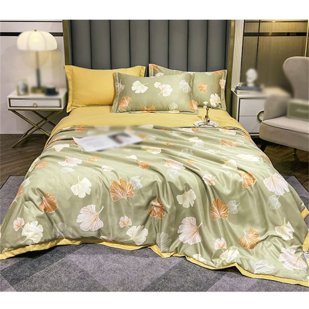 Premium Tencel Summer Quilt Set - 4 Piece Breathable Bedding with Pillowcases - 200x230cm Air Conditioning Blanket for Cool Sleep - Perfect for Hot Weather & Bedroom Decor (Color A)