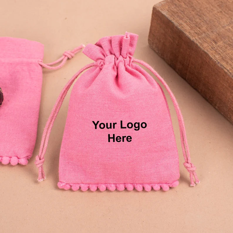 100 Personalized Pink Designer Pouch with Bottom Pom Poms - Unique Gift for Women & Girls | Perfect for Makeup, Jewelry & Travel Accessories Storage