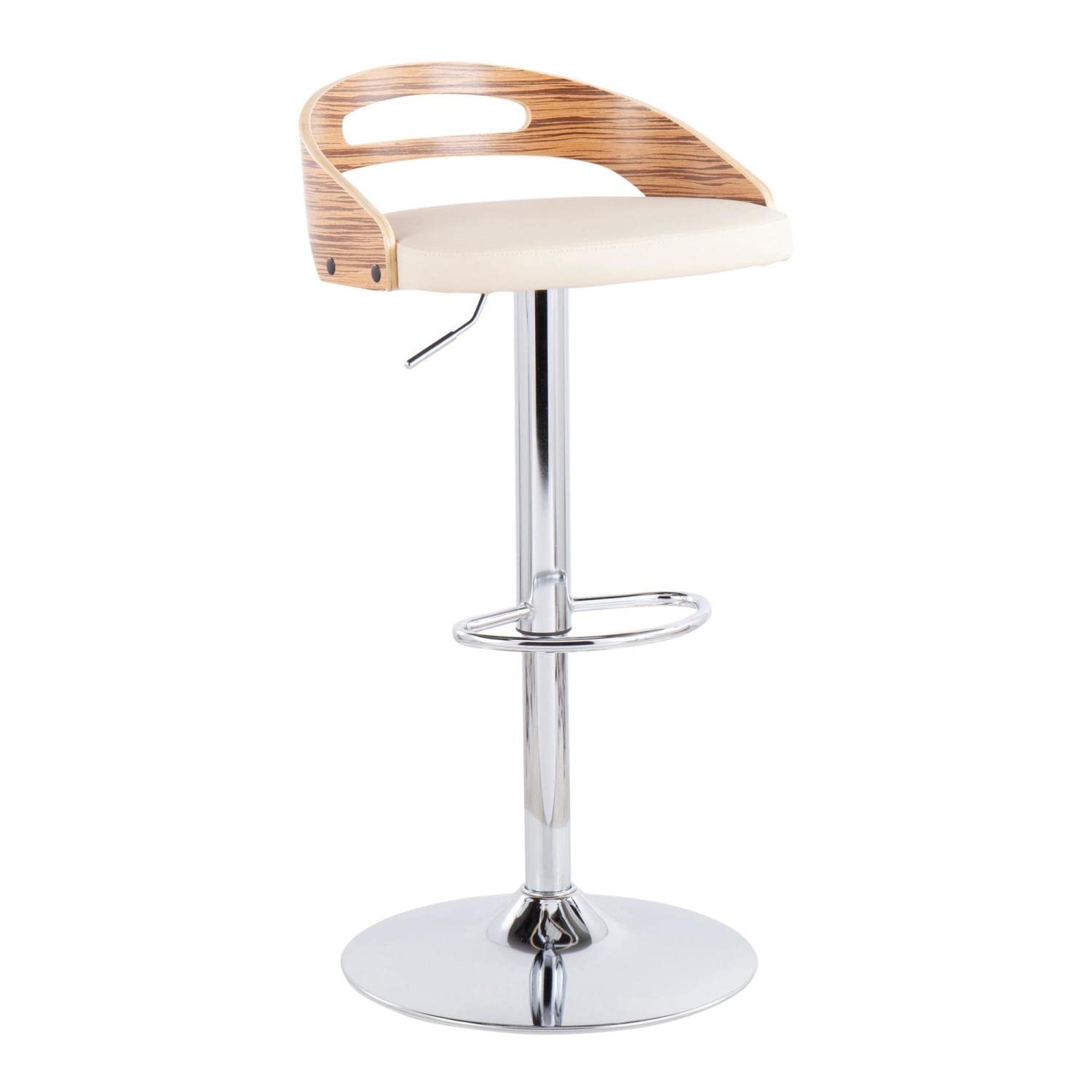 LumiSource Cassis Adjustable Swivel Bar Stool with Chrome Finish - Modern Bar Chair for Kitchen Island, Home Bar, or Dining Counter - Height Adjustable & Comfortable Seating