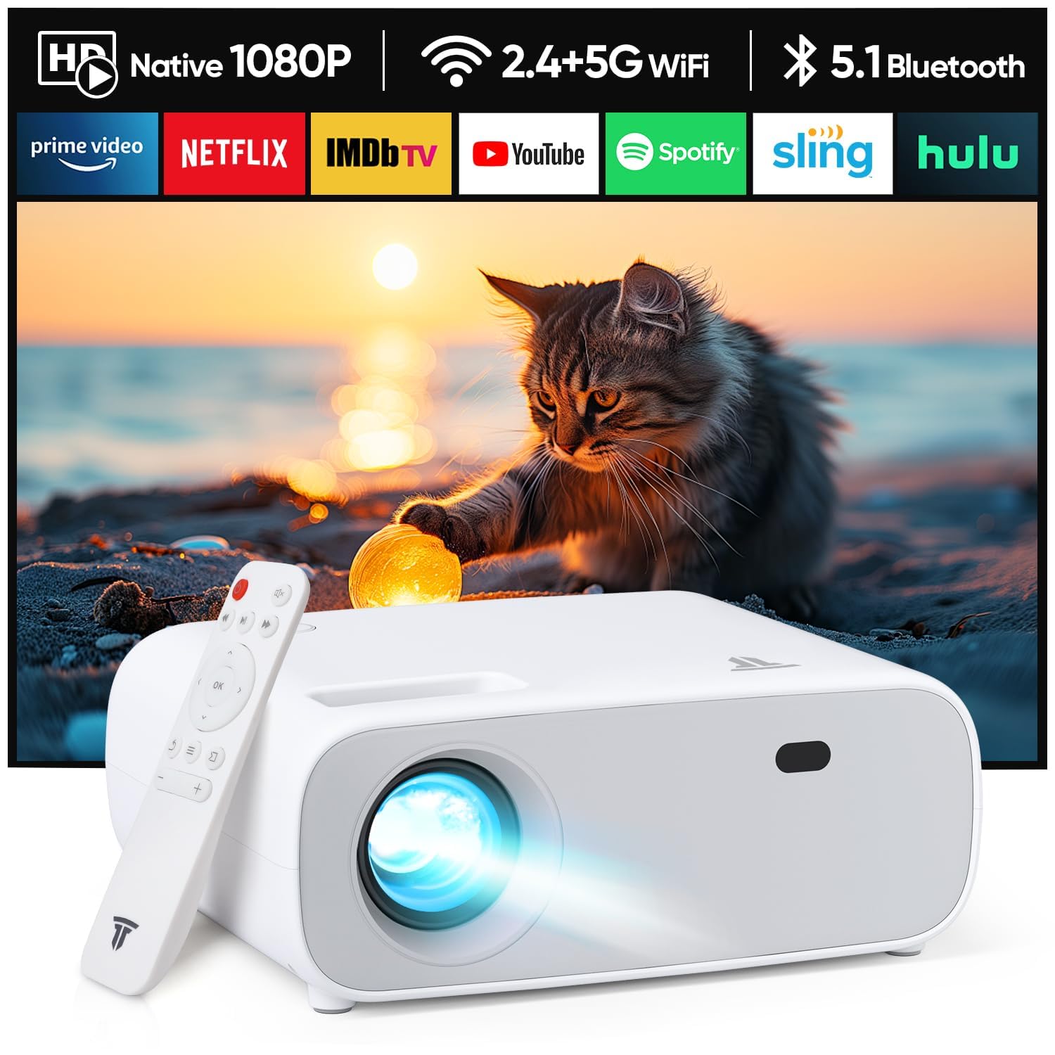 2024 High Performance 4K Projector with WiFi & Bluetooth - 20000 Lumens, Full HD 1080P, No Delay for Switch & PS5 Gaming (High Brightness Version) | Home Theater, Outdoor Movie Nights, Gaming & Office Presentations