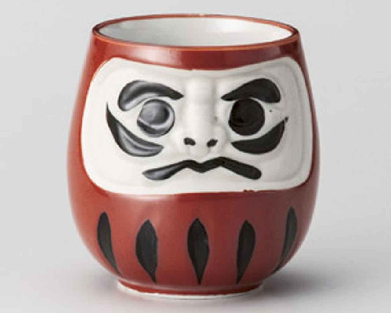 Authentic Japanese Red Porcelain Tea Cups - Set of 5 (3 Inch) | Daruma Design | Handcrafted in Japan | Perfect for Matcha, Sencha & Traditional Tea Ceremonies