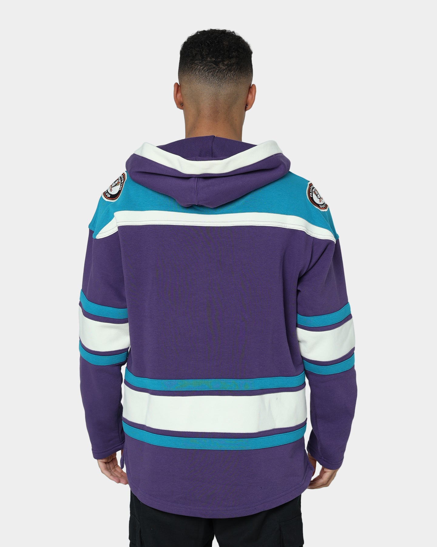 47 Brand Anaheim Ducks Lacer Hoodie - Purple & Sharks Teal Color - Men's NHL Hockey Pullover Sweatshirt for Game Day & Casual Wear